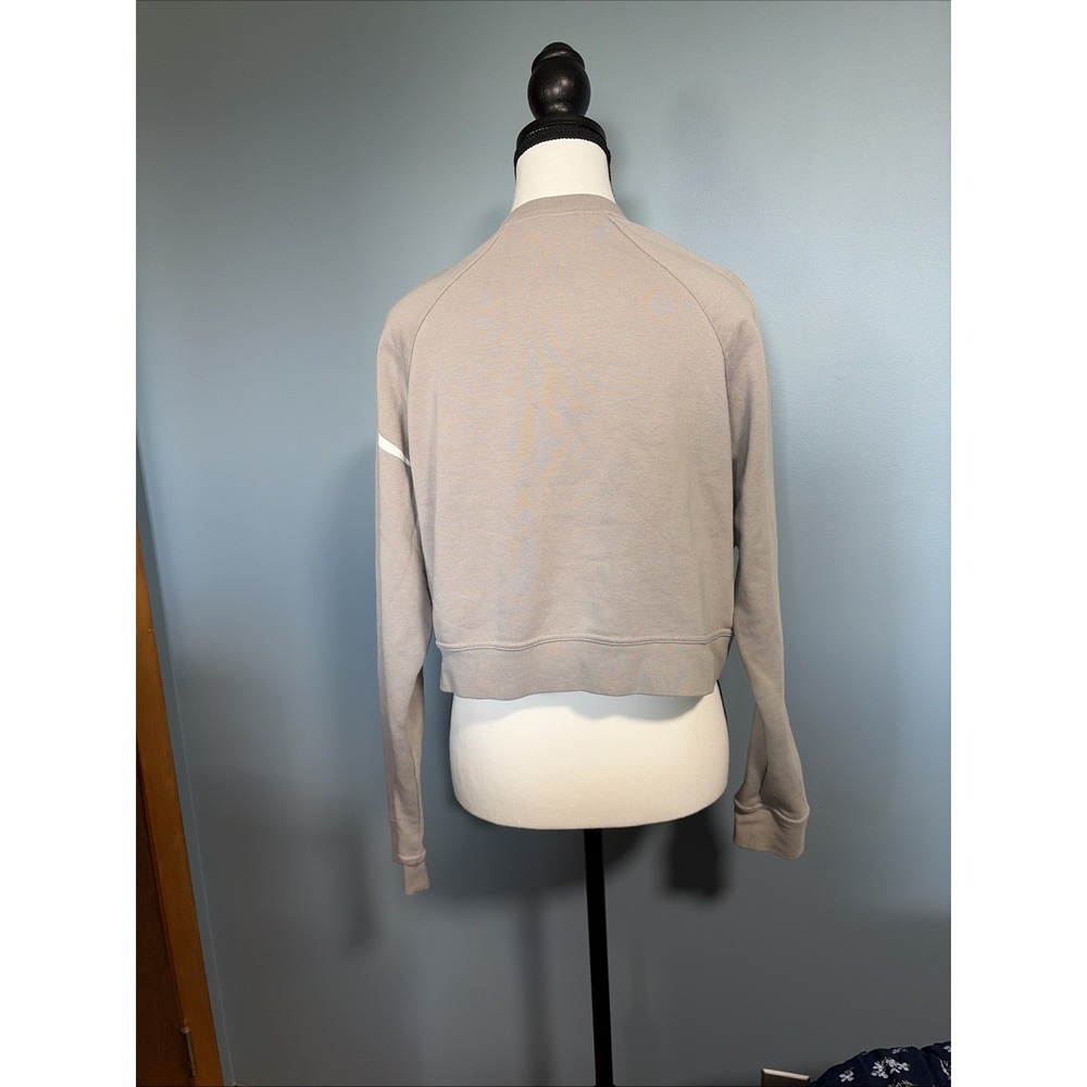 Nike Dri-FIT Cropped Swoosh Logo Sweatshirt Light Gray Womens M - Picture 2 of 10